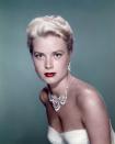 <p>Grace Kelly looked elegant in a tiered diamond necklace and fringe diamond earrings while in wardrobe from the 1955 classic, <em>To Catch a Thief</em>. Audiences expected nothing less from the Hollywood starlet. </p>