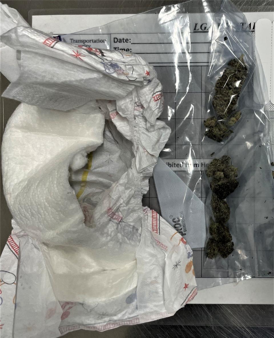 Marijuana was found in a passenger's adult diaper at LaGuardia Airport.