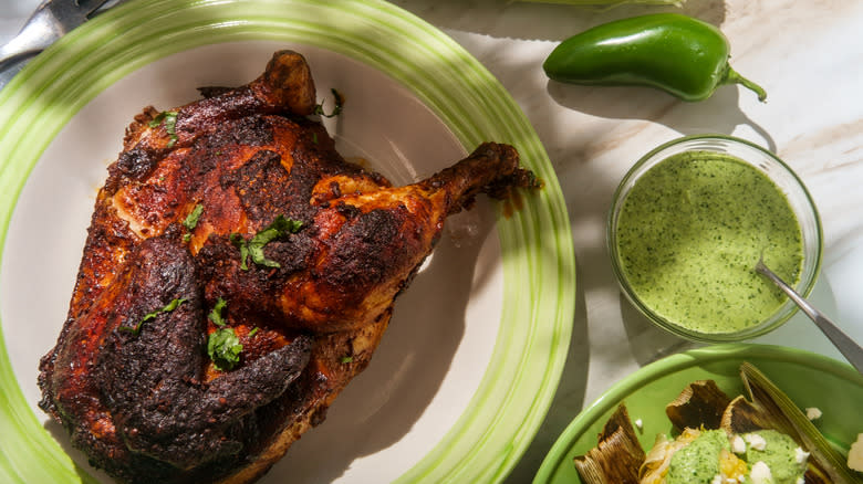 Peruvian roast chicken on plate