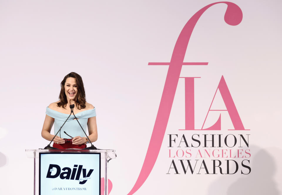 Jennifer Garner speaks onstage during the Daily Front Row's Eighth Annual Fashion Los Angeles Awards