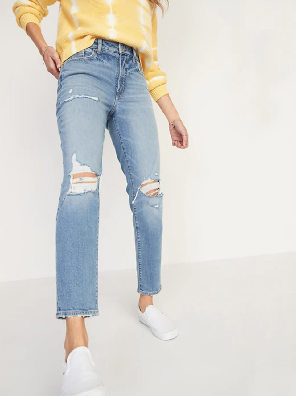 High-Waisted O.G. Straight Light-Wash Ripped Jeans (Photo via Old Navy)