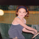 <p>We <em>love </em>this photo of this tiny tennis star. </p>