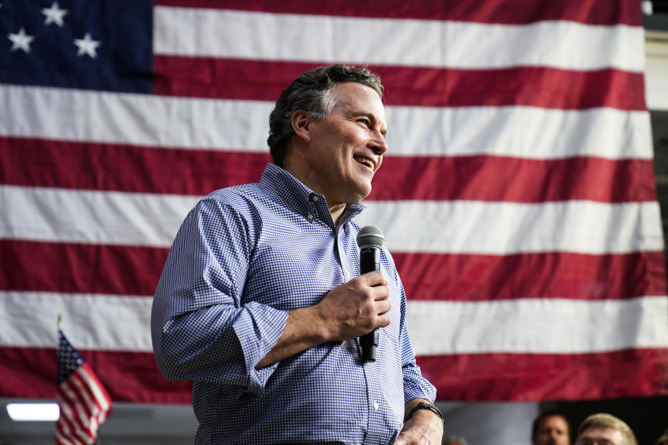 David McCormick, a Republican candidate for U.S. Senate in Pennsylvania, speaks during a campaign stop in Lititz, Friday, May 13, 2022. (AP Photo/Matt Rourke)