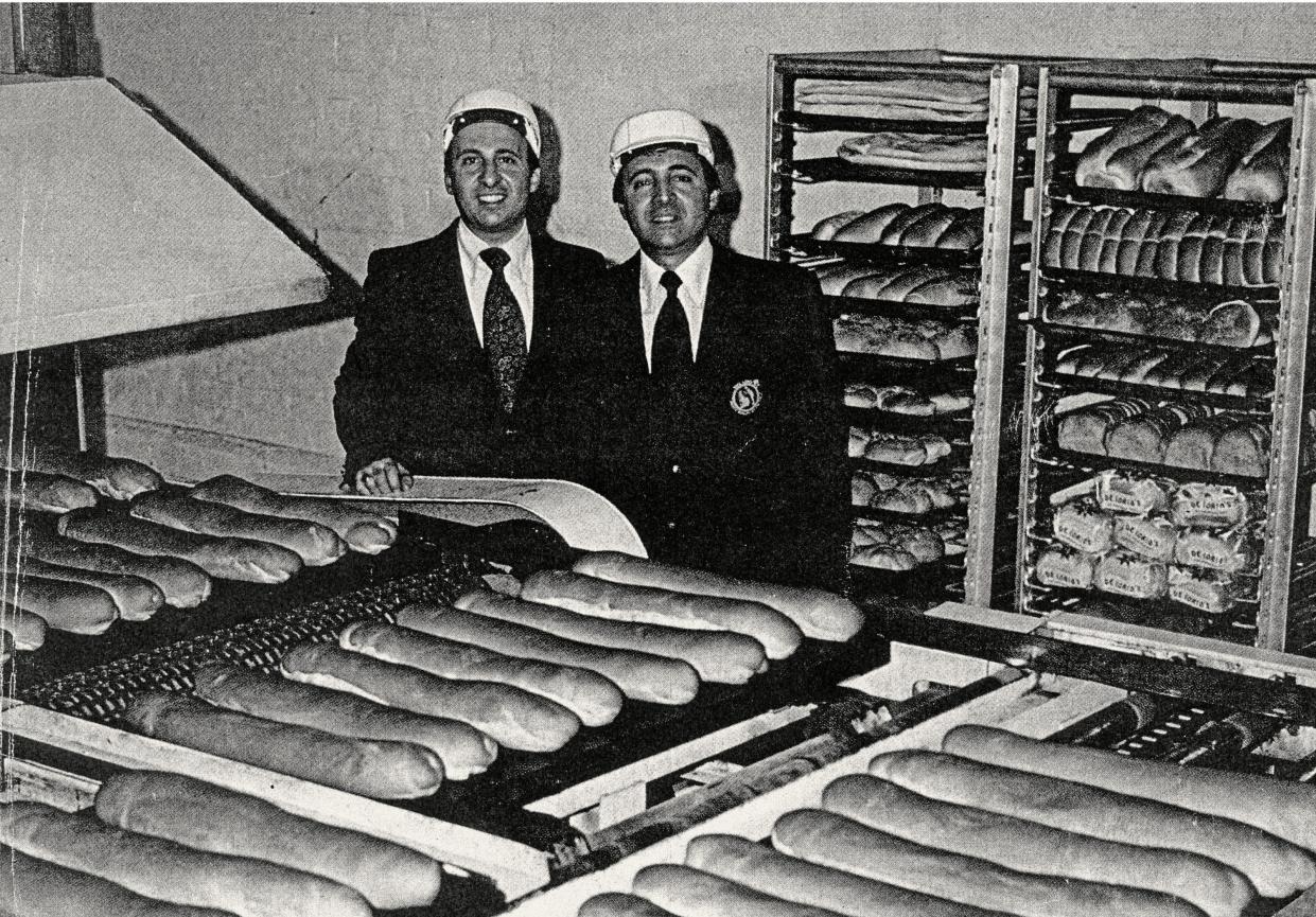 (From left) John DeIorio Jr. and Ben DeIorio, the second generation of owners, in their factory circa 1975.