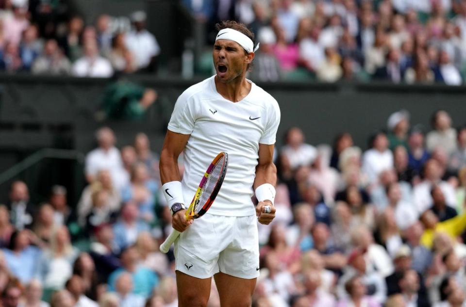 Rafael Nadal continues his quest for a calendar grand slam on day eight at Wimbledon (John Walton/PA) (PA Wire)
