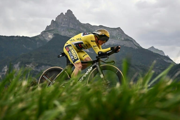 Race against time: Jonas Vingegaard crowned his second Tour de France victory in 2023 by taking the stage 16 time trial in just over 32 minutes and now faces a 12-week race to be fit to defend his title (Marco BERTORELLO)