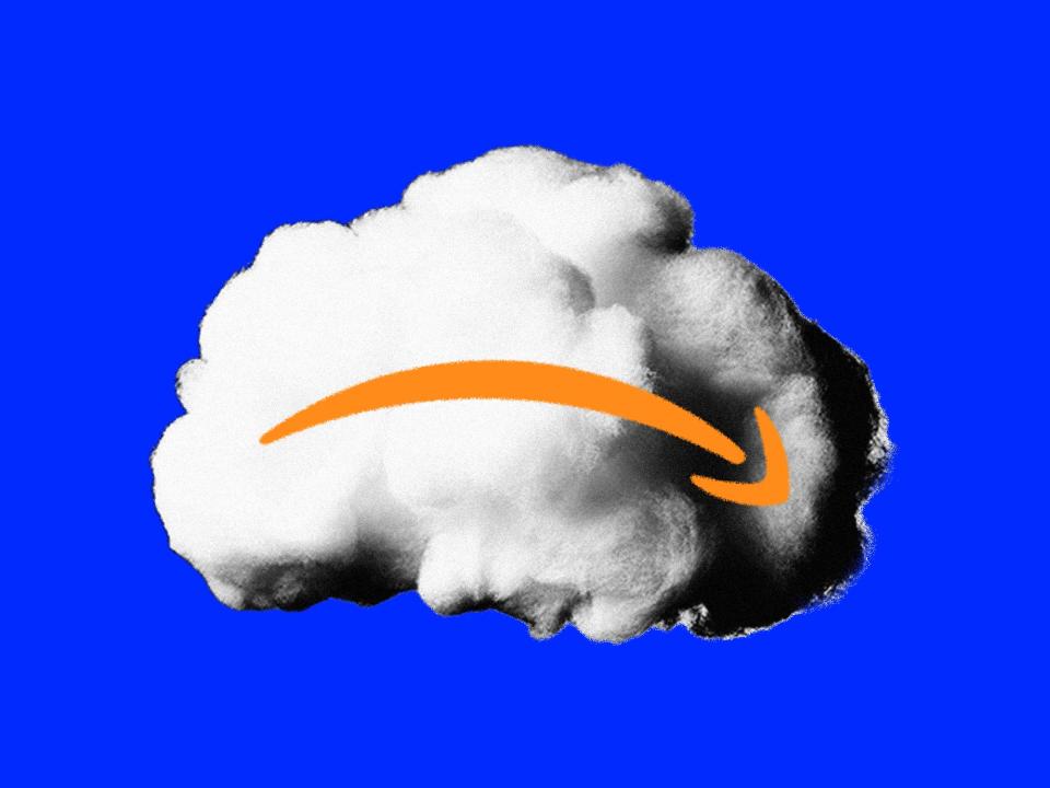 An amazon logo as a frown on a cloud