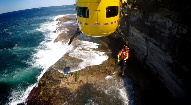 A Westpac Helicopter crewman has described one of his most daring rescues at Sydney's North Head. Photo: Supplied