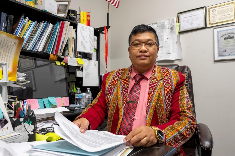 Rev. John Van Nun Tluang (pictured in this 2022 file photo) of Emmanuel Chin Baptist Church said his Easter Eve sermon will be followed by a late-night lengkhawm, a traditional singing and dancing session influenced by Chin musical traditions as well as Baptist revivalism.