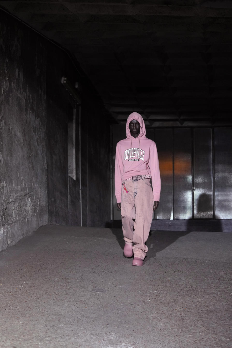 A model wears a creation as part of the Etudes menswear Fall-Winter 2023-24 collection presented in Paris, Tuesday, Jan. 17, 2023. (AP Photo/Thibault Camus)