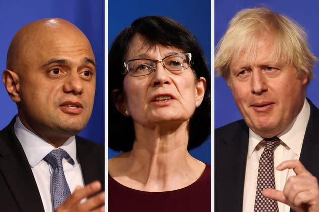 Sajid Javid, Dr Jenny Harries and Boris Johnson have all spoken about socialising around Christmas (Photo: Getty)
