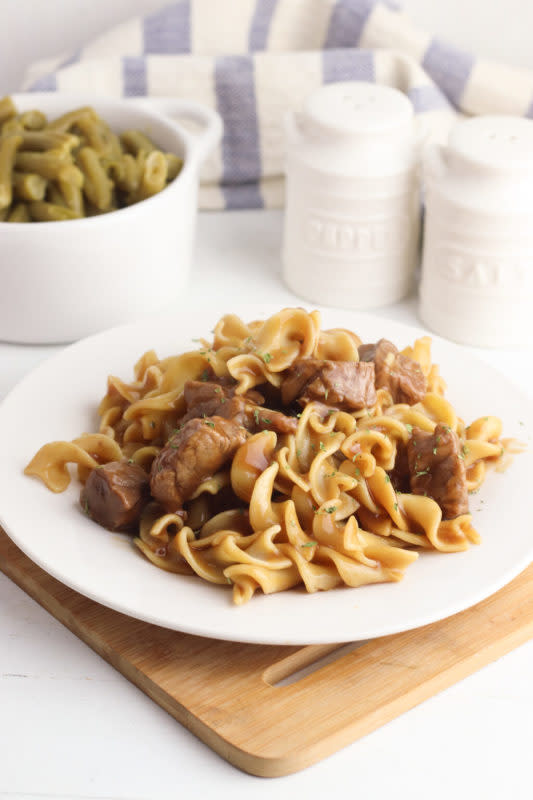 <p>When Is Dinner</p><p>It doesn't get simpler or tastier than the combination of tender beef and silky egg noodles.</p><p><strong>Get the recipe: <a href="https://whenisdinner.com/beef-and-noodles" rel="nofollow noopener" target="_blank" data-ylk="slk:Beef And Noodles;elm:context_link;itc:0;sec:content-canvas" class="link rapid-noclick-resp">Beef And Noodles</a></strong></p><p><strong>Related:</strong> <strong><a href="https://eatsimplefood.com/asian-inspired-zoodles/" rel="nofollow noopener" target="_blank" data-ylk="slk:Asian Inspired Raw Zoodles Stir Fry;elm:context_link;itc:0;sec:content-canvas" class="link rapid-noclick-resp">Asian Inspired Raw Zoodles Stir Fry</a></strong></p>