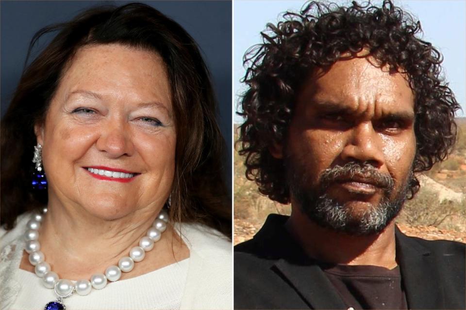 Gina Rinehart and Vincent Namatjira (Getty)