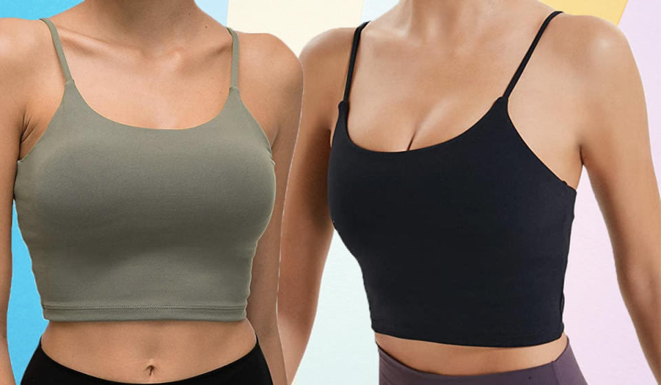 Two people wearing sports bras