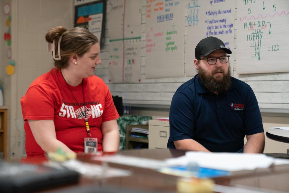 Berryton Elementary's head custodian, Austin Smith, right, was nominated by Carrie Deghand, fourth-grade teacher at Berryton Elementary School, for the 5th annual Tennant Co.'s "Custodians are Key contest" after seeing the dedication he has for his job.