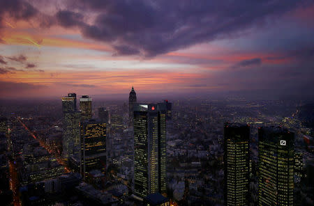 FILE PHOTO - The skyline is photographed early evening in Frankfurt, Germany, January 26, 2016. REUTERS/Kai Pfaffenbach/File Photo