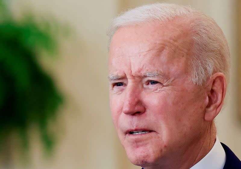 U.S. President Biden delivers remarks on Russia at the White House in Washington