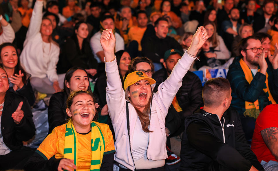 Viewers, pictured here at the Sydney FIFA Fan Festival cheering on the Matildas.