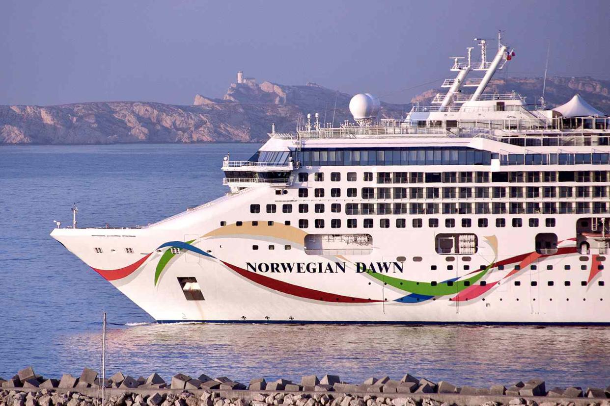 <p>Sipa via AP</p> Close-up image of the Norwegian Dawn 