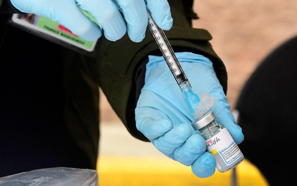 Moderna Covid-19 vaccine on Feb. 26, 2021, in Los Angeles.
