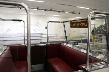 A "Members Only" seat in the subway between the Rayburn House Office Building and the Capitol is empty weeks before the end of the current term, as dozens of outgoing and incoming members of Congress move into and out of Washington as votes on a potential federal government shutdown loom, on Capitol Hill in Washington, U.S., December 17, 2018. REUTERS/Jonathan Ernst