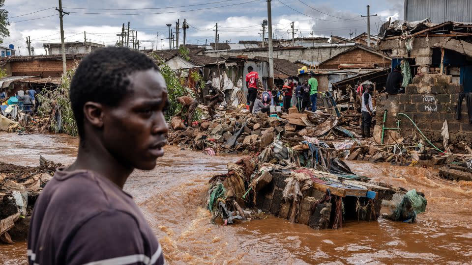 Destroyed homes in the Mathare informal settlement in Nairobi on April 25. Torrential rains triggered floods and caused chaos across Kenya, blocking roads and bridges and engulfing homes in slum districts. - Luis Tato/AFP via Getty Images