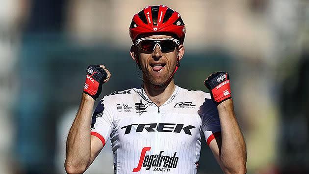 Mollema celebrating his first Tour de France stage win. Pic: Getty