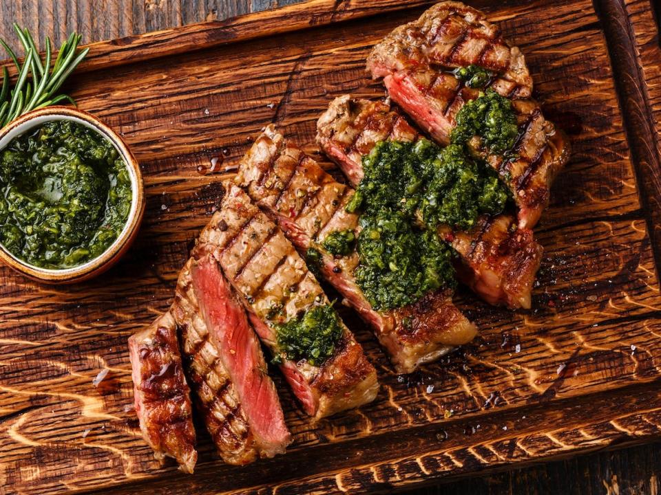 steak with chimichurri sauce