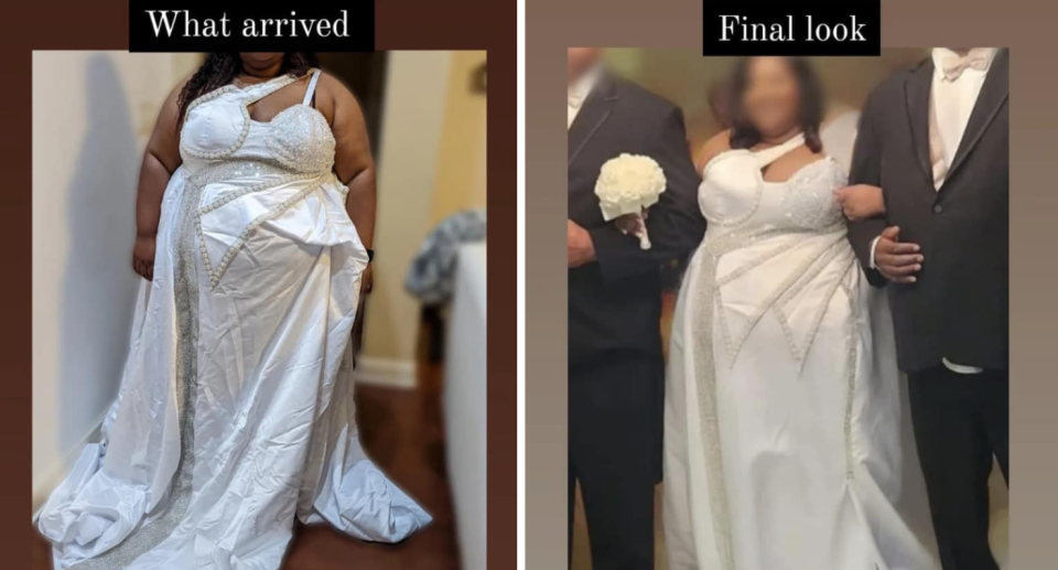 Luckily, the seamstress was able to alter the dress and make the bride happy. Credit: Instagram @mondes_threads