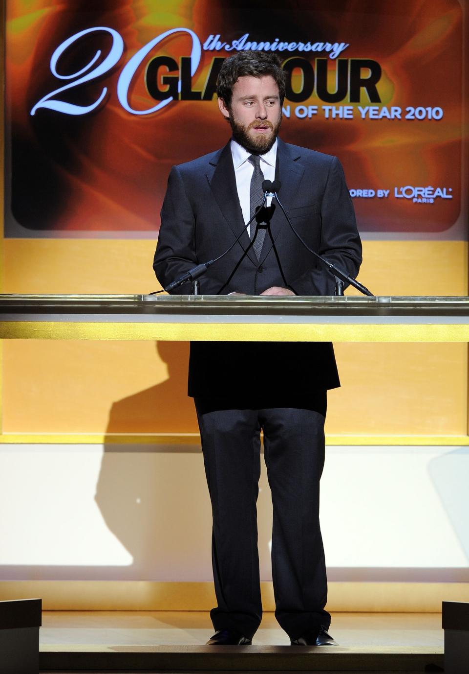 Jake Glaser at the 2010 Glamour Women of the Year Awards, speaking about his late mother, Elizabeth Glaser, a 1990 Woman of the Year.