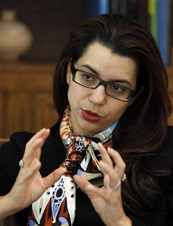 Tunisia's Minister of Tourism Amel Karboul speaks during an interview in Tunis February 26, 2014. REUTERS/Zoubeir Souissi