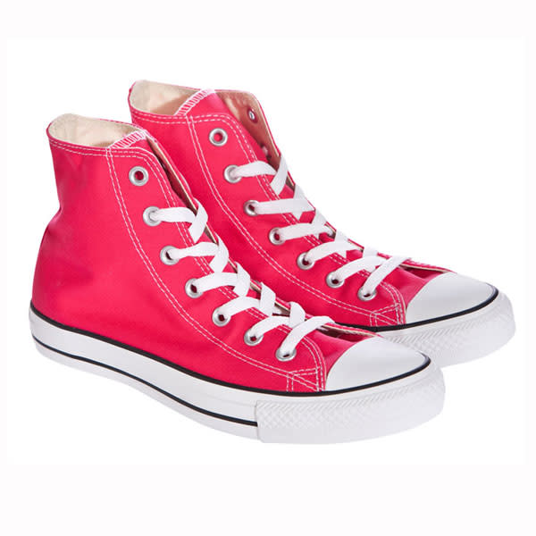 <a href="http://www.republic.co.uk/women/shoes/converse-chuck-taylor-seasonals-hi-top-trainers-69333/" rel="nofollow noopener" target="_blank" data-ylk="slk:Neon Pink Converse Chuck Taylor Seasonals Hi-Top Trainers - £45 - Republic;elm:context_link;itc:0;sec:content-canvas" class="link "><b>Neon Pink Converse Chuck Taylor Seasonals Hi-Top Trainers - £45 - Republic</b></a><br><br>Liven up a casual look with these super bright Converse, perfect for a lazy day.