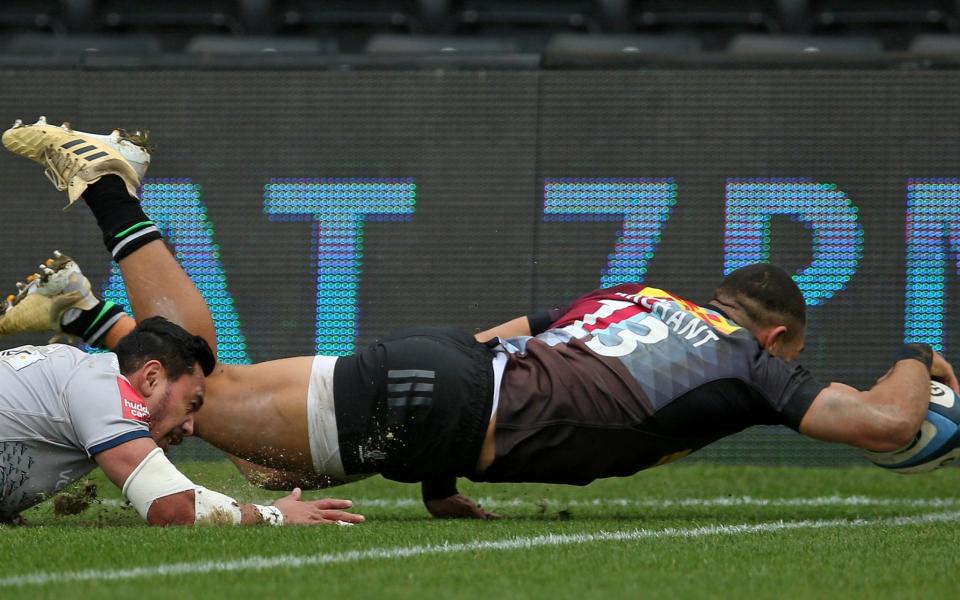 Joe Marchant dives over in the corner for a try - GETTY IMAGES