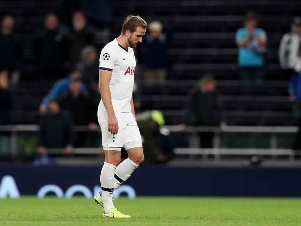 Harry Kane of Tottenham Hotspur looks dejected: Tottenham Hotspur FC via Getty I