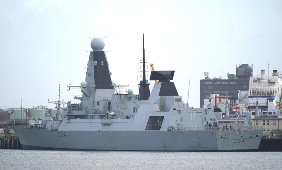 The Royal Navy Type 45 destroyer HMS Diamond at Portsmouth Naval Base (Andrew Matthews/PA) (PA Wire)