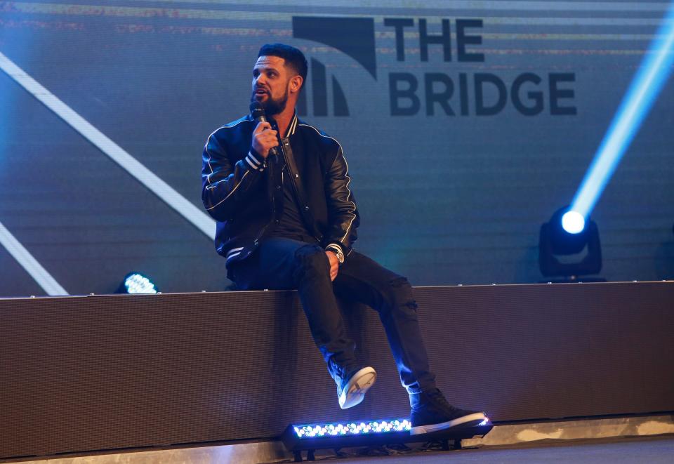 Pastor Steven Furtick, from Elevation Church in Charlotte, N.C., spoke at Greenville's Relentless Church during the event "The Bridge - A Conversation on Race, Politics, Culture and the Role of the Church" Wednesday, Nov. 14, 2018.