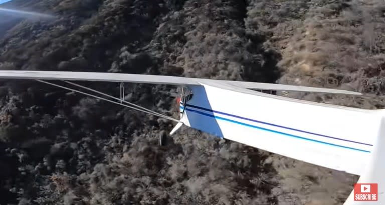 美國網紅雅各為衝流量，2021年假造墜機，圖為墜機前一刻的飛行畫面。翻攝YouTube「Trevor Jacob」
