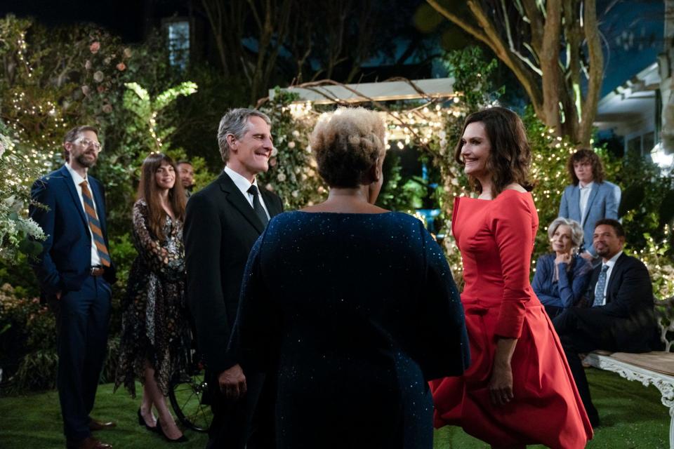 CBS' "NCIS: New Orleans" closed its seven-season run with the wedding of Pride (Scott Bakula), left, and Rita (Chelsea Field), which was officiated by Loretta (CCH Pounder).