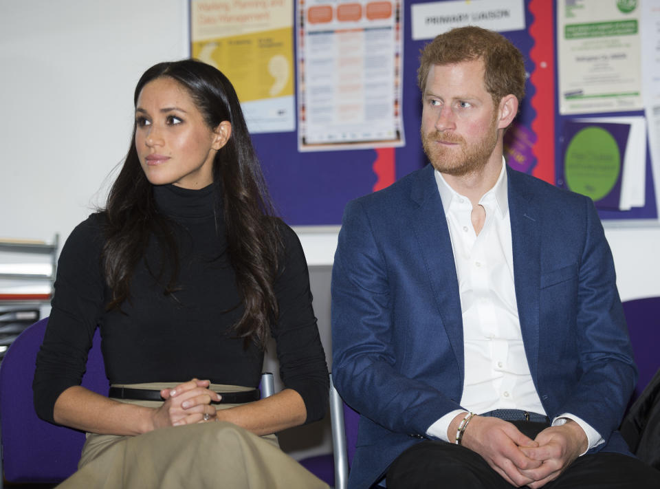 With Prince Harry at the Nottingham Academy on Dec. 1, 2017 in Nottingham, England.&nbsp;