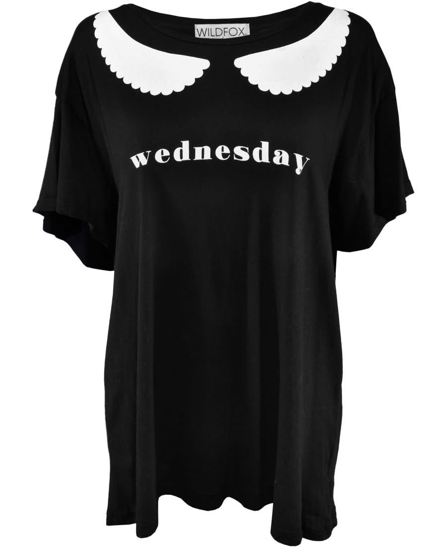 <p><b>Wildfox Tee</b></p><p><i><a href="https://www.spoiledbrat.co.uk/products/wildfox-halloween-im-wednesday-manchester-tee" rel="nofollow noopener" target="_blank" data-ylk="slk:Spoiled Brat, £64.99;elm:context_link;itc:0;sec:content-canvas" class="link ">Spoiled Brat, £64.99</a></i></p>