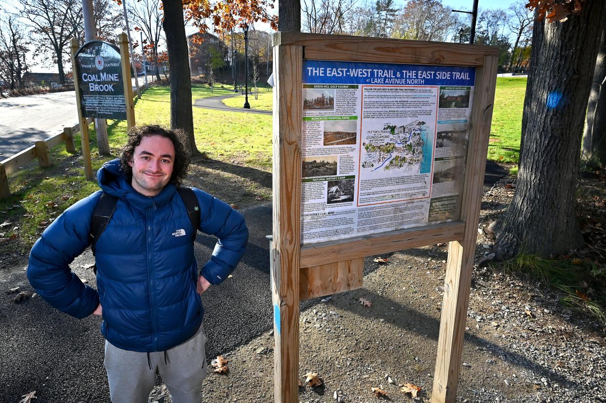 Marco Cartolano heads out on the East-West Trail from Coal Mine Brook Park in Worcester.