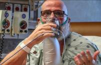 Mark Green, a Covid-19 patient speaks about his vaccine hesitancy on Friday, Sept. 24, 2021, at Hancock Regional Hospital, Greenfield Ind.