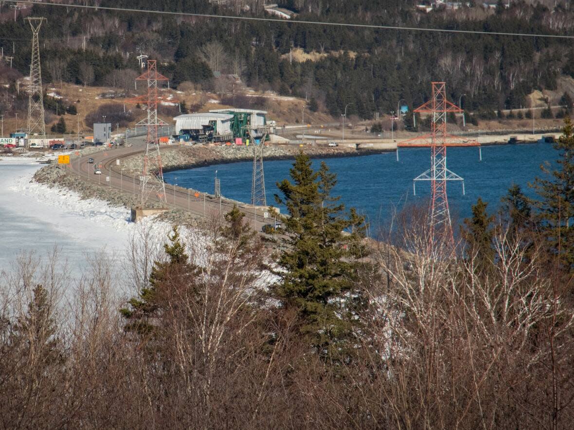 A roundabout is being constructed in Port Hastings, N.S., for drivers entering Cape Breton via the Canso Causeway, above. (Robert Short/CBC - image credit)