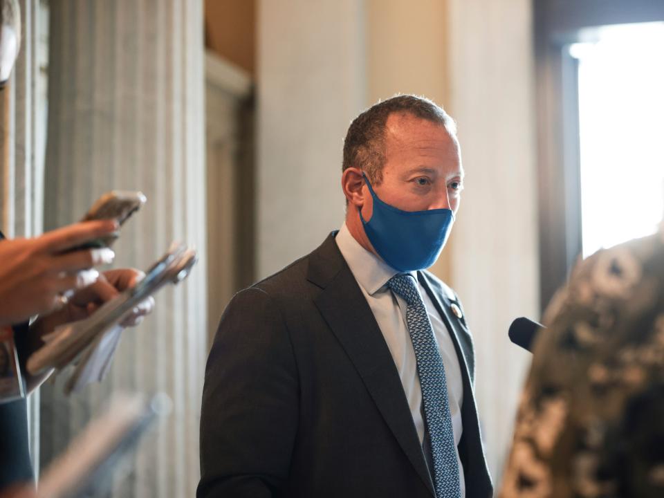 Democratic Rep. Josh Gottheimer of New Jersey speaks to reporters outside of the House Chambers of the U.S. Capitol on September 23, 2021.