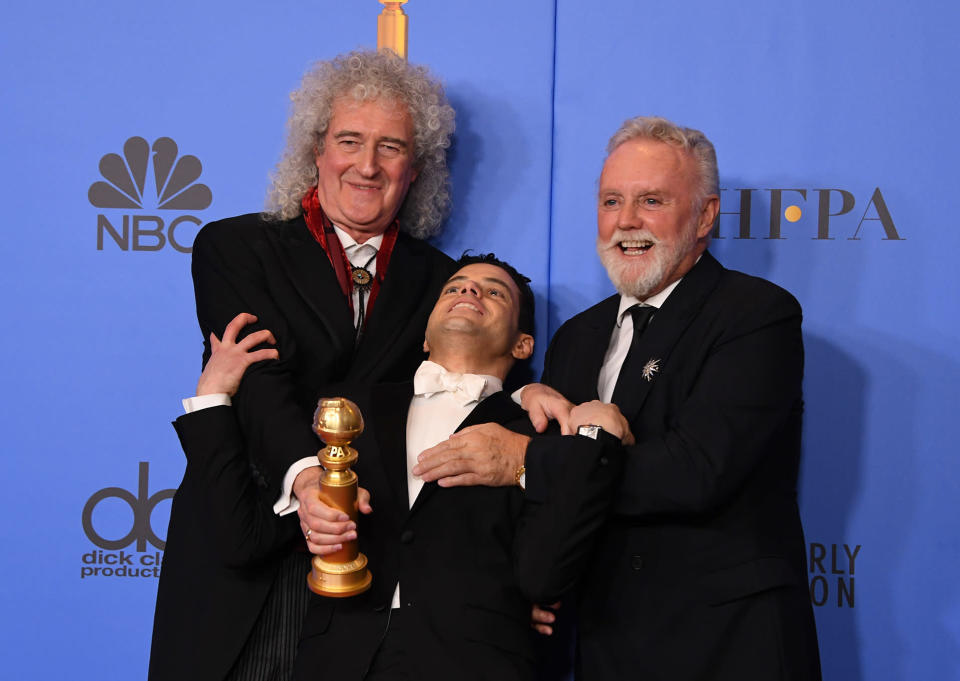 “Bohemian Rhapsody” pulled a major upset at the close of the Golden Globes on Sunday, taking home the final two top prizes to put itself into the Oscars conversation along with “Green Book” and “Roma.”
