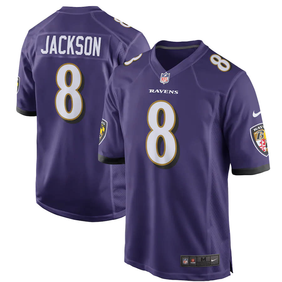 Purple Jackson Ravens jersey.