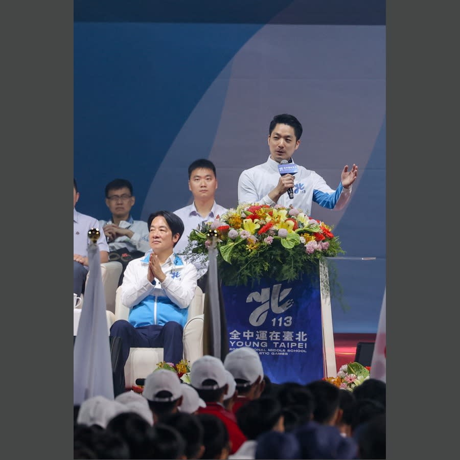 台北市長蔣萬安今致詞，相信今年全中運賽場上，未來一定會出我們在奧亞運上的金牌選手。記者曾原信／攝影