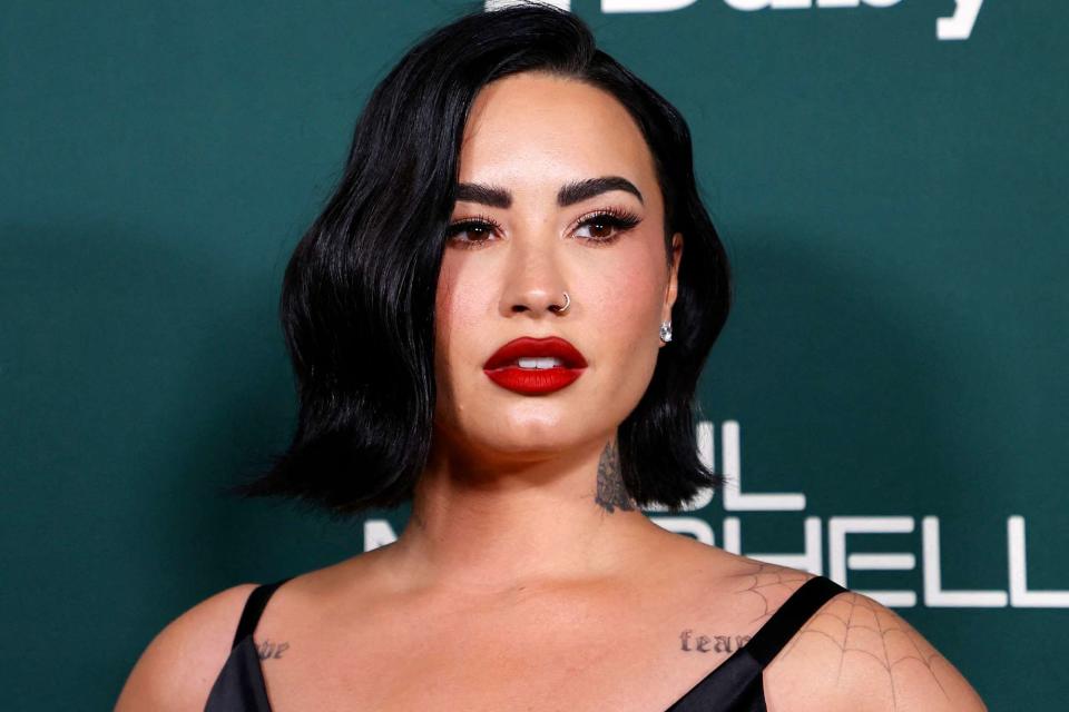 <p>MICHAEL TRAN/AFP via Getty</p> Demi Lovato on the red carpet at the 2023 Baby2Baby Gala