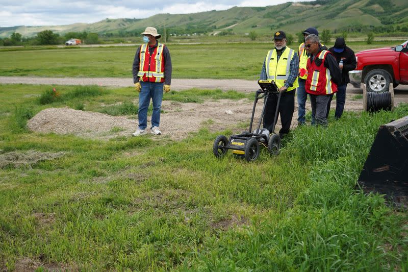 A crew performs a ground-penetrating radar search of a field near the former Marieval Indian Residential School in Grayson