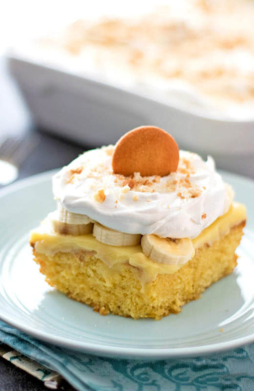 <p>Melissa's Southern Style Kitchen</p><p>Any season is appropriate to go bananas for this classically decadent cake, and the holiday season is no exception. </p><p><strong>Get the recipe: </strong><a href="https://www.melissassouthernstylekitchen.com/banana-pudding-poke-cake/" rel="nofollow noopener" target="_blank" data-ylk="slk:Banana Pudding Poke Cake;elm:context_link;itc:0;sec:content-canvas" class="link rapid-noclick-resp"><strong>Banana Pudding Poke Cake</strong></a></p>